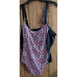 Catalina Pink & Black Patterned One-Piece Swimsuit Size 2X